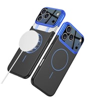 Apple iPhone 17 Pro Kılıf M-safe Şarj Özellikli Çift Parçalı Napoli Kapak (Lacivert-Siyah)