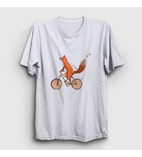 Presmono Unisex Beyaz Bicycle Fox Tilki T-Shirt 367270tt (Beyaz)