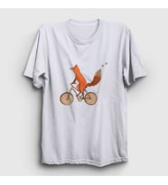Presmono Unisex Beyaz Bicycle Fox Tilki T-Shirt 367270tt (Beyaz)