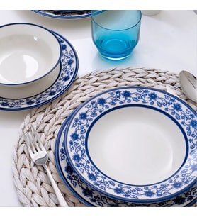 Güral Porselen Yonca 24 Parça Yemek Takımı Koyu Mavi 4832