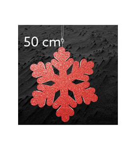 Strafor Kırmızı Büyük Kar Tanesi 50 Cm Çift Taraf