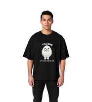 Erkek Oversize Grafik Baskılı Tişört Komik Köpek Yumurta Tasarımı Retro Stil Günlük Rahat Modern