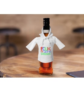 BK Gift Fcuk Tasarımlı Mini Beyaz İçki Şişesi Tişörtü , Viski, Şarap, Votka, Rakı Şişesi Tişörtü-1