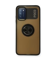 Xiaomi Redmi 9t Kılıf Montreal Yüzüklü Silikon Kapak - Siyah