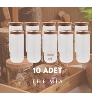 The Mia Ahşap Kapaklı 10 lu Büyük Boy Cam Saklama Kabı 1000 ml CAM0315