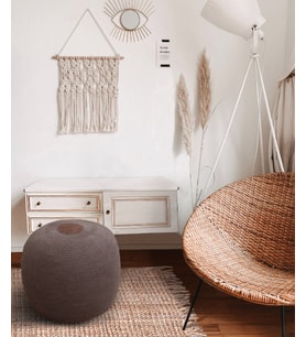 Koza Home Fluffy Örgü Puf Kahverengi 8006