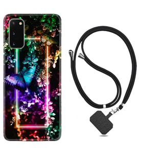 Samsung A02S A03S A10 A12 A13 A21S A22 Kılıf Boyun Askılı Silikon Butterfly Neon 1684