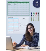 Aylık Planlayıcı - Haftalık Planlayıcı Takvim - 4 lü Kalem Set Yazı Tahtası Akıllı Kağıt Tahta