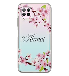 Huawei Cerry Rose Tasarımlı Şeffaf Telefon Kılıfı