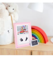 Yeni Doğan El ve Ayak İzi 15x20cm Pembe Fotoğraf Çerçevesi Mürekkepli Baskı Kiti