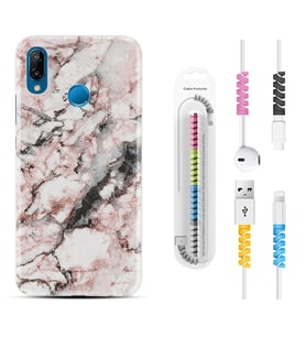 Huawei P20 Lite Mate 10 20 Lite Pro P40 Lite KılıfKablo Koruma Spiral Silikon Colorfull Marble 2 1389