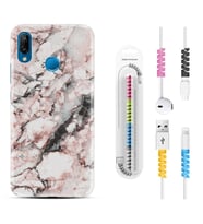 Huawei P20 Lite Mate 10 20 Lite Pro P40 Lite KılıfKablo Koruma Spiral Silikon Colorfull Marble 2 1389