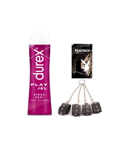 Durex Kiraz Aşkı 50 ml Jel + Siyah Deri El ve Ayak Kelepçesi + Hediye