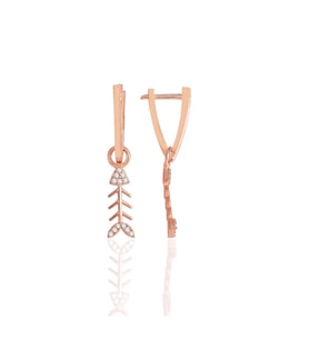 Söğütlü Silver Gümüş rose zirkon taşlı balık kılçığı v küpe