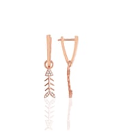 Söğütlü Silver Gümüş rose zirkon taşlı balık kılçığı v küpe