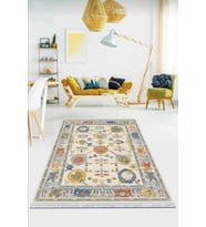 Çok Renkli Çerçeveli Dokuma Pamuk Taban Kaymaz Kilim KLM327