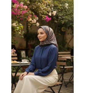 Mini Çiçek Desen Fuşya Pamuk Eşarp (Standart)