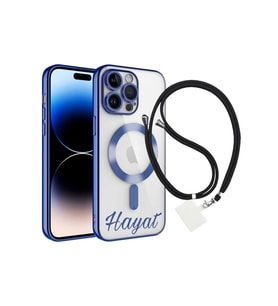 Apple Iphone 12 Pro Max Kılıf Kamera Korumalı Magsafe Wireless Şarj Isimli+boyun Askı Ip Dark Blue