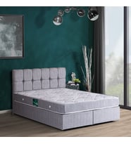 Baza, 160x200 cm Berlin Çift Kişilik Baza + Başlık + Comfort Yatak Seti - Açık Gri