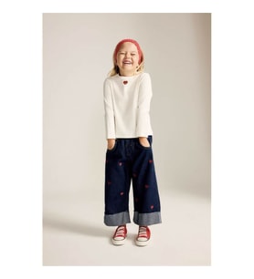 Defacto %100 Pamuk Wide Leg Koyu Mavi Kız Bebek Pantolon I0608A5/NM34