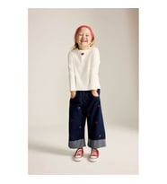 Defacto %100 Pamuk Wide Leg Koyu Mavi Kız Bebek Pantolon I0608A5/NM34