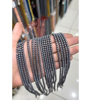 Hematit Taşı Silindir Kesim Mat Gri 4x4mm Doğal Taş Dizi