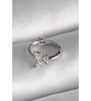 316L Çelik Gümüş Renk Zirkon Taşlı Kelebek Model Tragus Piercing