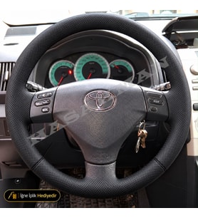Toyota Corolla Verso AR10 Dikme Direksiyon Kılıfı Premium Komple Delikli Deri Siyah Dikiş Comfort-Elegant-Kollu Tipler 2004-2007