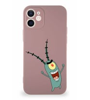 Apple iPhone 12 Soft Premier Kapak Plankton Tasarımlı Silikon Kılıf - Pudra (Şeffaf)