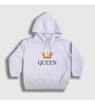 Presmono Unisex Çocuk Beyaz Queen Kraliçe Kapüşonlu Sweatshirt 386097tt (Beyaz)
