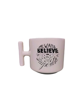 Krem Rengi T Saplı Eğlenceli Yazılı Özel Tasarım Baskılı T Kupa Bardak Latte Bardağı