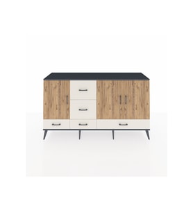 Kronos Konsol 4 Raflı 5 Çekmeceli 3 Kapaklı 176x59x99 Antrasit-Çam/Aytaşı