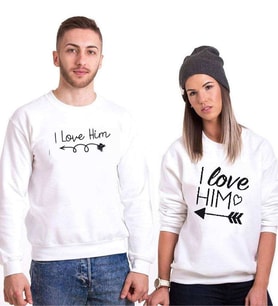 Tshirthane I Love Her I Love Him Sevgili Kombinleri Sweatshirt Kombini (Tek Ürün Fiyatıdır.)