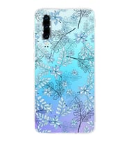 PrintiFy Huawei P30 Uyumlu Kamera Korumalı Floral Mavi Tasarımlı Şeffaf Silikon Kılıf