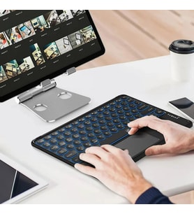 Honor Pad X8  Tablet İçin Uyumlu Şarjlı Touchpadli Yuvarlak Tuş RGB Bluetooth Klavye