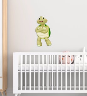 BK Gift Sevimli Kaplumbağa Tasarımlı Çocuk Odası Ahşap Duvar Süsü-2 (Beyaz)