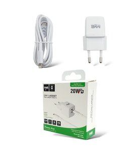 MY2 Tec 2'si 1 arada şarj seti Apple IPhone 14 lightning USB-C için şarj kablosu siyah 20W 3A 100cm