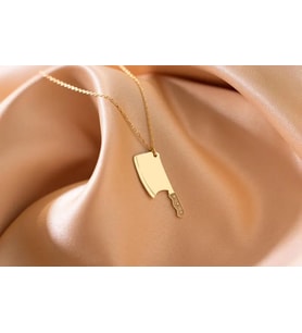 Kişiye Özel 925 Ayar Gümüş Bıçak Model Kolye (Gold)