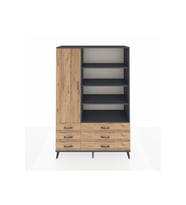 Hyperion Gardrop 8 Raflı 6 Çekmeceli Tek Kapaklı  132x44x195 Antrasit-Çam