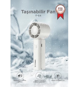 Torima Şarjlı El Vantilatörü Fener Özellikli Taşınabilir Mini Fan F64 Beyaz