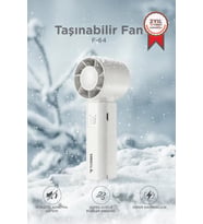 Torima Şarjlı El Vantilatörü Fener Özellikli Taşınabilir Mini Fan F64 Beyaz
