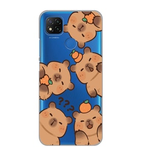 Xiaomi Redmi 9C / 10A Uyumlu Kapibaralar Tasarımlı Şeffaf Telefon Kılıfı
