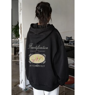 Unisex Oversize Fructification Baskılı Sweatshirt (Siyah)