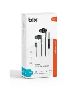 BİX HF01C-BK Type-C Siyah 14MM EXTRA BASS KULAKİÇİ Mikrofonlu Kulaklık