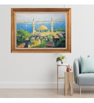 Çerçeveli Paspartulu Manzara Tablo cft0525 (Gold)