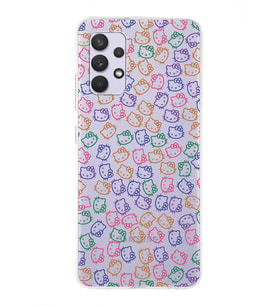 Samsung Galaxy A32 Uyumlu Kapak Hello Kitty Tasarımlı Şeffaf Silikon Kılıf