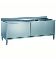 Electrolux Professional Dolaplı Evyeli Tezgah, 2 Evyeli (600x500 Mm), Damlalık Solda, 2 Kayar Kapılı - 1800 Mm MLA1826SXN