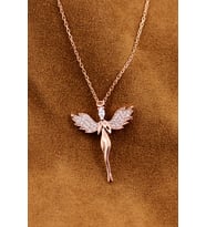 Melek Model Beyaz Taşlı 14 K Rose Altın Kaplama Kadın Kolye