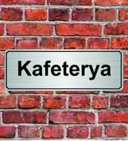 Gümüş Renk 10x20 cm Kafeterya Yazılı Metal Yönlendirme Levhası