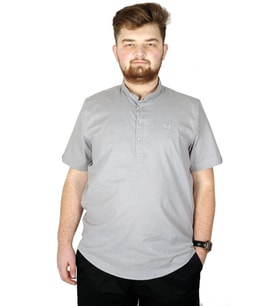 Mode XL Buyuk Beden Erkek Kısa Kol Hakim Yaka 20387 Gri